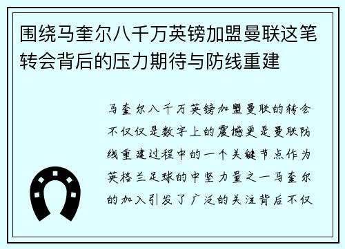 围绕马奎尔八千万英镑加盟曼联这笔转会背后的压力期待与防线重建